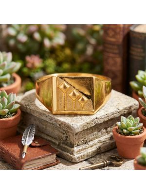 Geometric Casting Gold Gents Ring