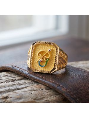 Divine Tamil Om Vel Gold Ring