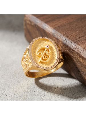 Sacred Oval Tamil Om Vel Gold Signet Ring