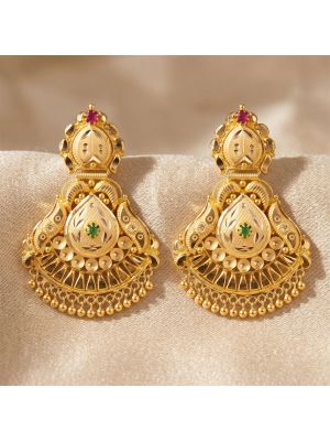 Elegant Heritage Gold Chandbali Drops