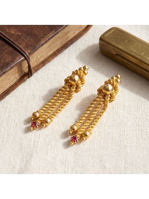 Twisted Rope Drop Gold Earrings