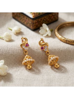 Royal Peacock Stone Gold Jhumkas