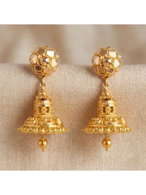 Graceful Lasered Rosette Gold Jhumka