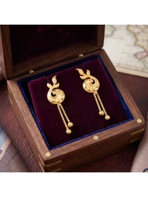 Classic Paisley Casting Drop Gold Earrings