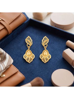Sovereign Filigree Leaf Gold Earrings