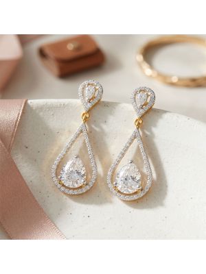 Graceful Dewdrop Crystal Gold Casting Drops