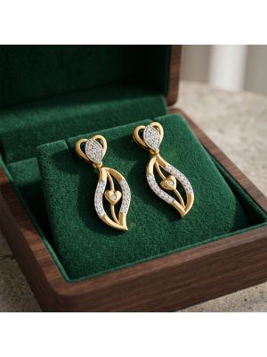 Heart Leaf Casting Gold Earrings