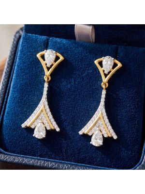 Pear Solitaire Casting Gold Drop Earrings