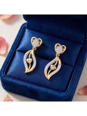 Modern Heart Casting Gold Drop Earrings