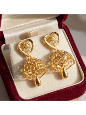 Romantic Heart Filigree Gold Jhumka