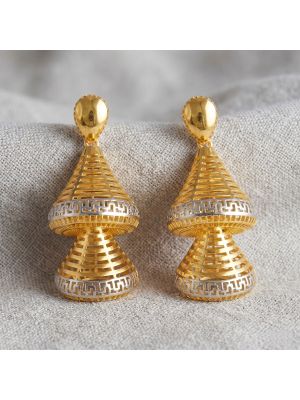 Luxury Geometric Tiered Gold Jhumka