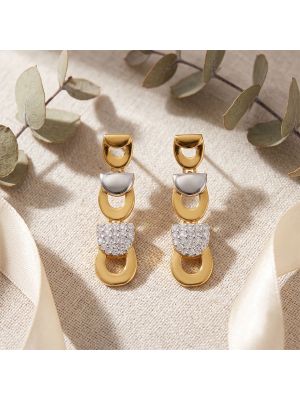 Sleek Dual Tone Gold Drop Earrings