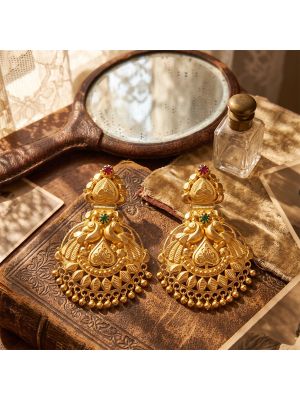 Heritage Twin Mayura Gold Drop Earrings