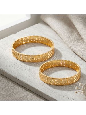 Floral Lasered Gold Bangles