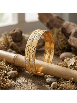 Lasered Textured Gold Bangles