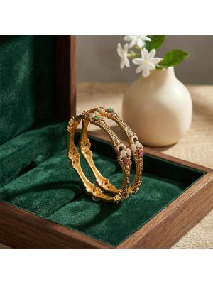 Rangeela Gold Heritage Peacock Bangles