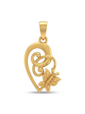 22k Gold Heart and Butterfly Pendant for girl