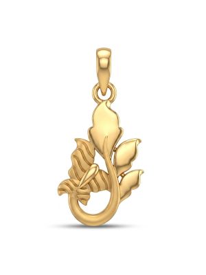 Gold Butterfly and Leaf Pendant young girl