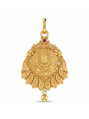Gold Lakshmi Nakshi Pendant with Ruby stone