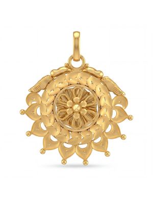 22k Gold Circular Floral Mandala Pendant