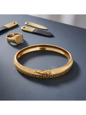 Lasered Jaguar Motif Gold Gadi