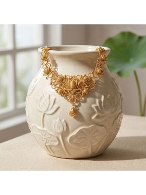 Trendy Floral Drops Gold Necklace