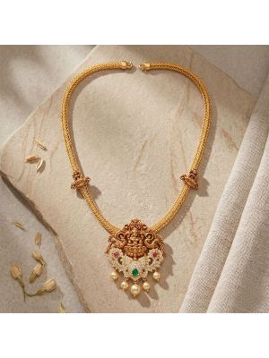 Temple Rope Lakshmi Pendant Gold Necklace