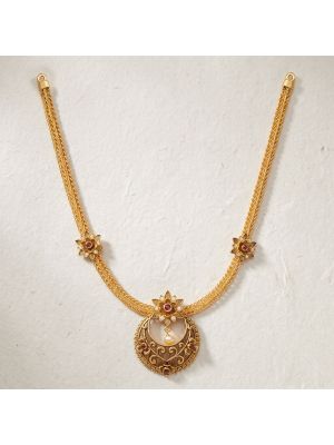 Floral Chandbali Rope Gold Necklace
