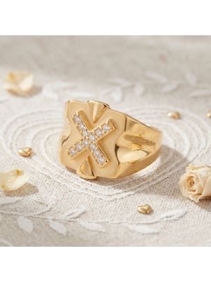 Stellar Cross Flared Casting Gold Ring