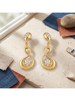 Infinity Floral Gold Drop Earrings