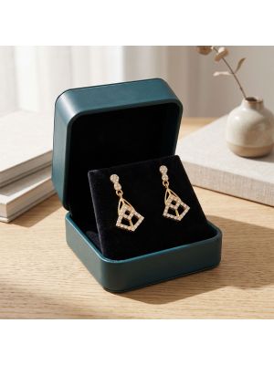 Royal Geometric Casting Gold Drop Earrings