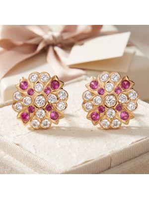 Origami Leaf Stone Gold Stud Earrings