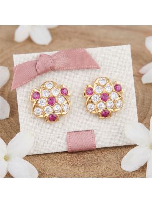 Imperial Stone Cluster Stud Gold Earrings
