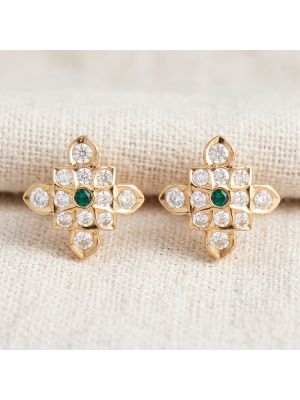 Sovereign Stones Cluster Gold Stud Earrings