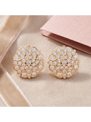 Lattice Stones Gold Studs Earrings