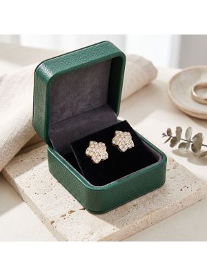 Pave Floral Cluster Gold Stud Earrings