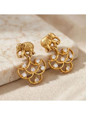 Heritage Gold Elephant With Crystal Drops