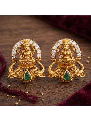 Goddess Lakshmi Temple Gold Studs
