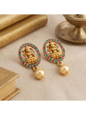 Heritage Goddess Lakshmi Pearl Gold Drops