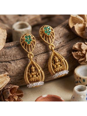 Classic Emerald Lakshmi Cage Gold Jimikki