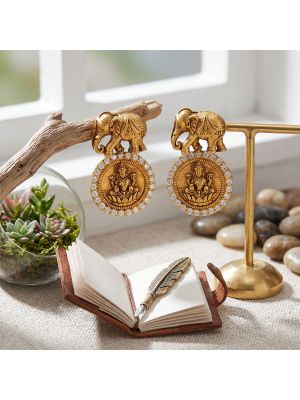 Heritage Lakshmi Medallion Gold Studs