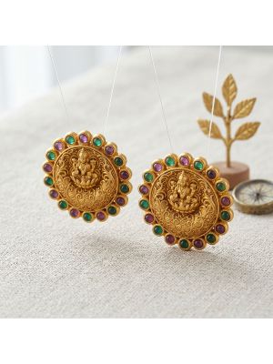 Divine Lakshmi Multi Stone Gold Studs