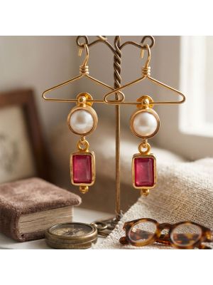 Modern Gemstone Pearl Gold Drops