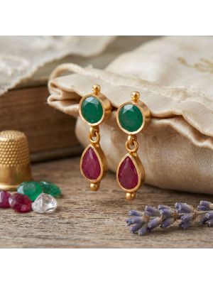 Iris Vibrant Gemstone Dangle Gold Drops