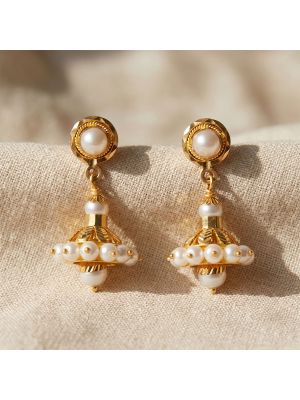 22K Gold Pearl Jhumka Earrings