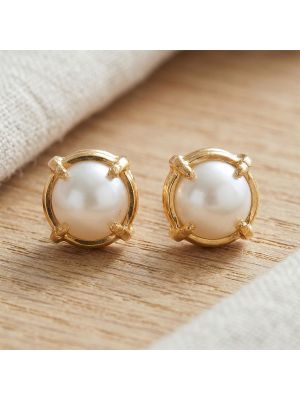 Bare Luminous Pearl Gold Stud Earrings