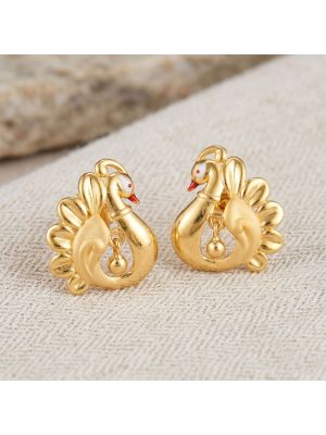 Graceful Swan Casting Gold Studs