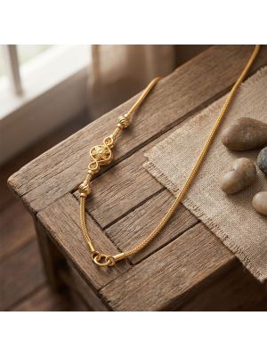 Floral Motif Combini Gold Chain