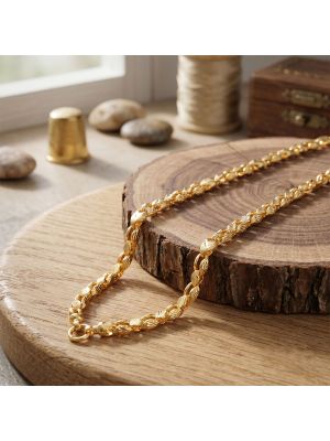 Contemporary Leaf Textured Gold Chain
