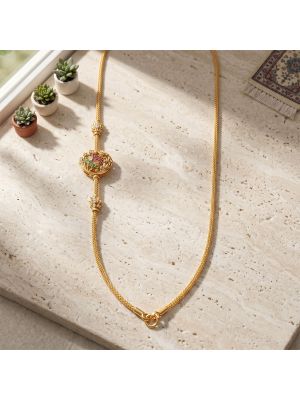 Antique Flower Mugappu Gold Chain